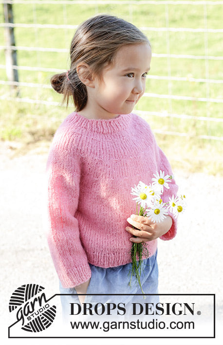 Drops strikkekit Bright Strawberry Sweater Str 5/6 år