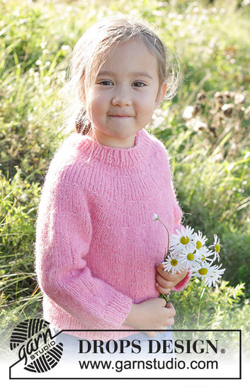 Drops strikkekit Bright Strawberry Sweater Str 5/6 år