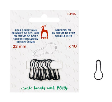 Pony Pæreformede Sikkerhedsnåle – 22 mm, 10 stk. - Sort