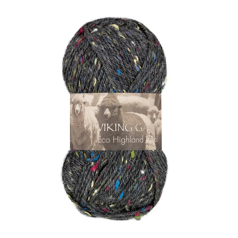 Viking garn Eco Highland Wool - 273 sort tweed