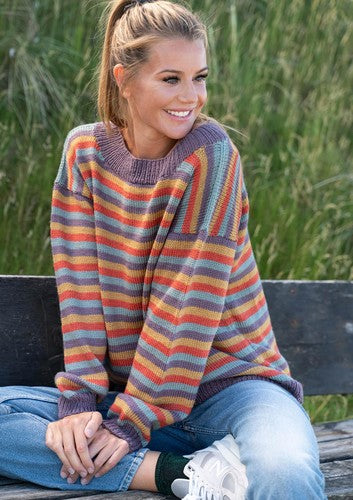 Firefarvet stribet sweater